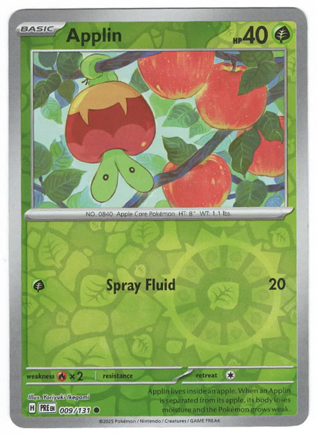 Applin 009/131 Prismatic Evolutions Reverse Holo Common Pokemon TCG English 2025