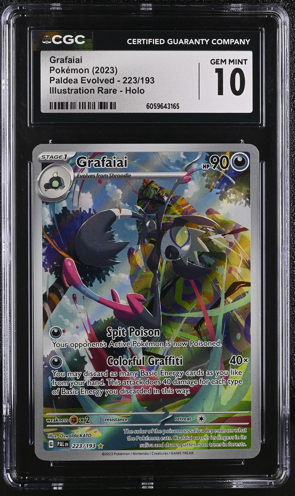 GRAFAIAI Paldea Evolved Illustration Rare #223 CGC 10 Pokemon [Nostalgium]