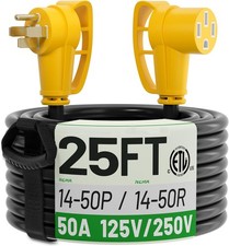 NEMA 14-50P to NEMA 14-50R 25FT 50 Amp RV/EV Extension Cord Outdoor W/ Grip