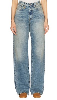 R13 D'Arcy Damen Jeans 29 Verschleierten Blau Bemalt Denim Loose Zip Fly RRP695
