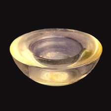 Teelichthalter Glas gelb pastell Kerzenhalter massiv vintage Kosta Boda 7x3cm