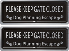 2 Pack Please Close The Gate Matal Sign - Dog Planning Escape Sign - Brushed ...