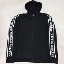 Adidas Zip up Hoodie Men s Size S Black White Adidas logo Athletic Workout Gym