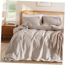 100 France Duvet Cover Set Size 3 Pcs Natural Flax Comforter Queen Linen
