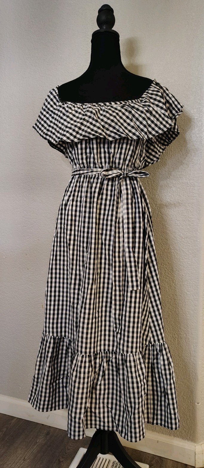 Grace Elements Black White Gingham Off Shoulder M… - image 3