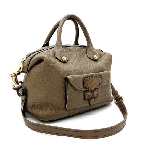 Loewe Mae 2-Way Leather Handbag Brown Gold Hardware Japan 075466