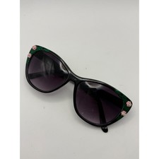 Black Cat Eye Sunglasses with Pink 3D Roses and Rhinestones Retro 8842
