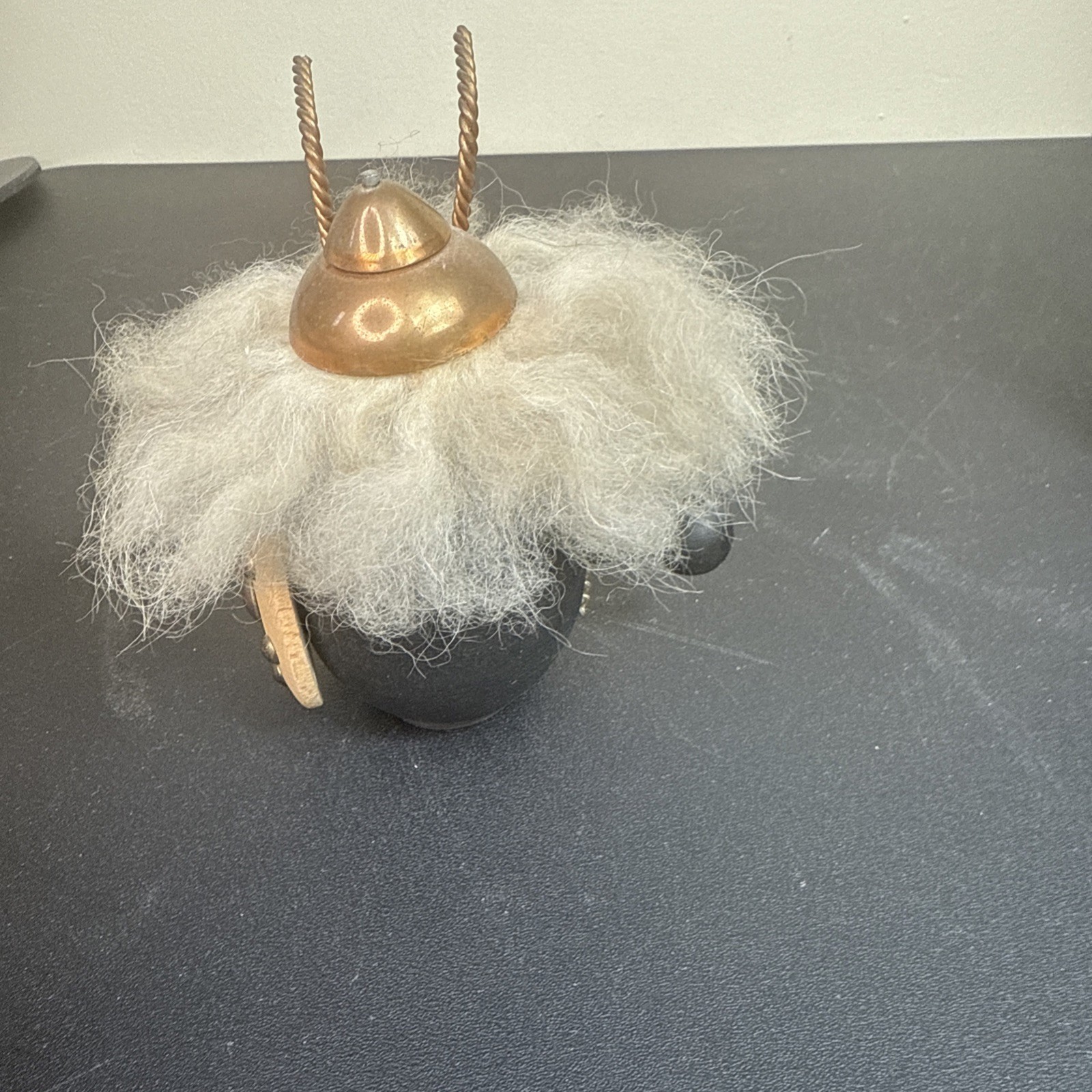 VTG Scandinavian Wood Viking Figure MCM Beard Helmet Axe Denmark Style Folk Art