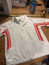 Vtg Y2K Nike White Orange Striped Windbreaker Jacket Women s Large 12/14 90s