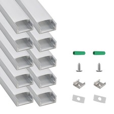 10-Pack 3.3ft/1M U-Shape Light Diffuser, Aluminum Channel with Milky White Tr...