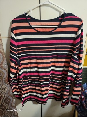 Womens Striped Croft&Barrow Classic Tee Blouse 2xl