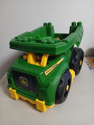Mega Bloks Large Oversized John Deere Dump Truck with Driver & 20 blocks used