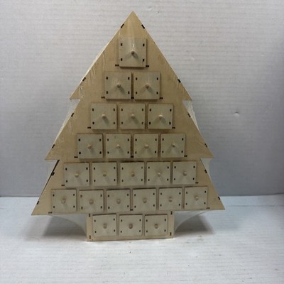 Christmas Tree Shaped Advent Calendar, 24 Drawers, Unfinished, DIY ARTMINDS New