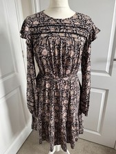 Boden Floral Jersey Trim Boho Smock Dress Size 12 Regular