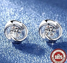 Sterling Silver Round Diamond Stud Earrings B...