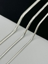 925 Solid Sterling Silver Flat Snake Chain Necklace 2.5mm / 3.5mm / 4.5mm NEW