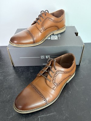 Stacy Adams Dickinson Boys Cognac Cap Toe Dress Shoes Size 3M W Box
