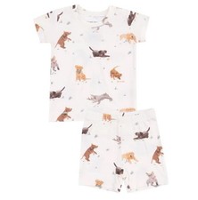 NIB Angel Dear 7-8Y Bamboo Loungewear Short Set Watercolor Puppies