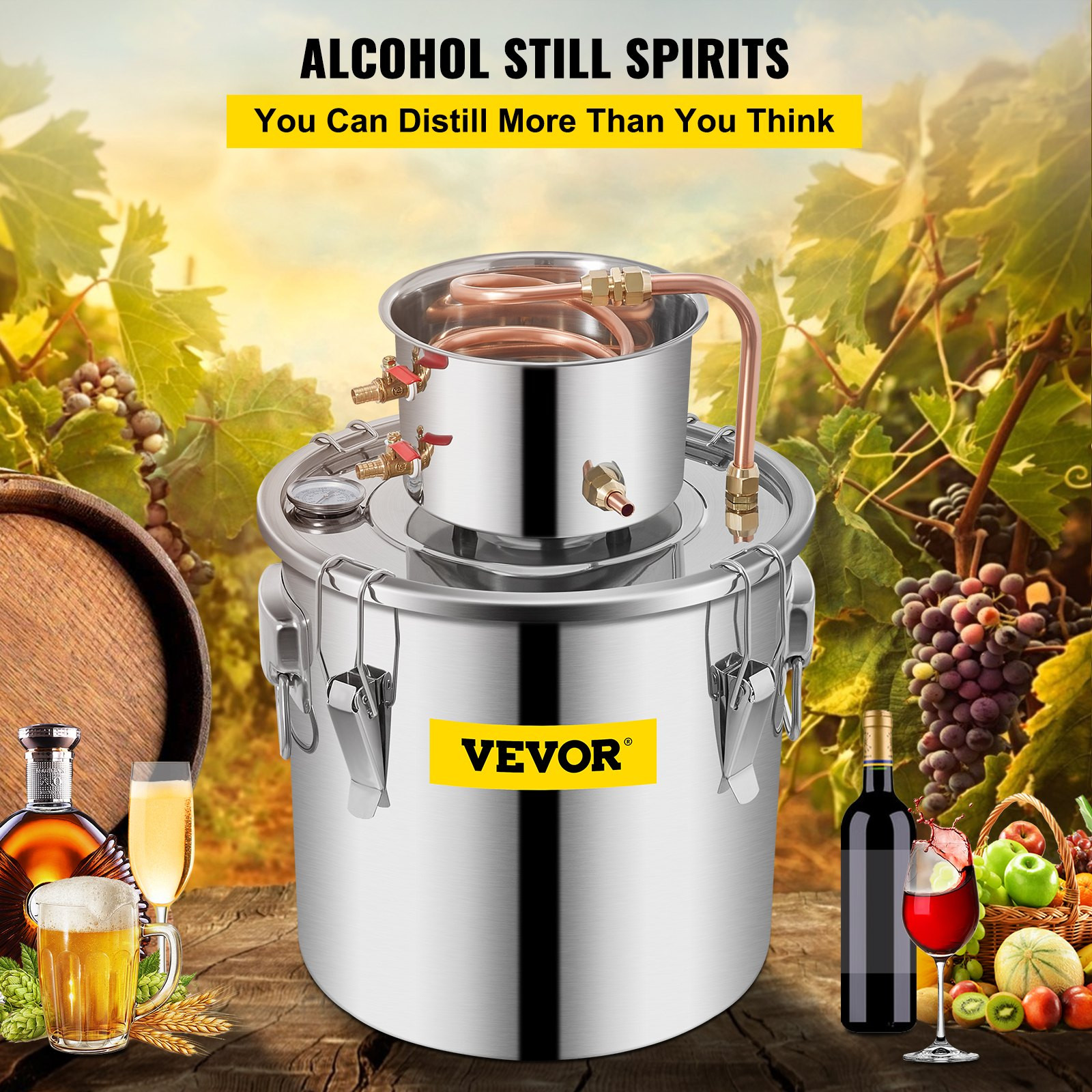 Alcohol Still 9.6Gal/38L, Stainless Stee
