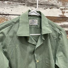 Vintage Penneys Towncraft Plus Penn Prest Shirt Large Green Long Sleeve 15/32