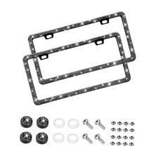 Bling License Plate Frame for Women, 2 Pack Sparkly Narrow Edge Black