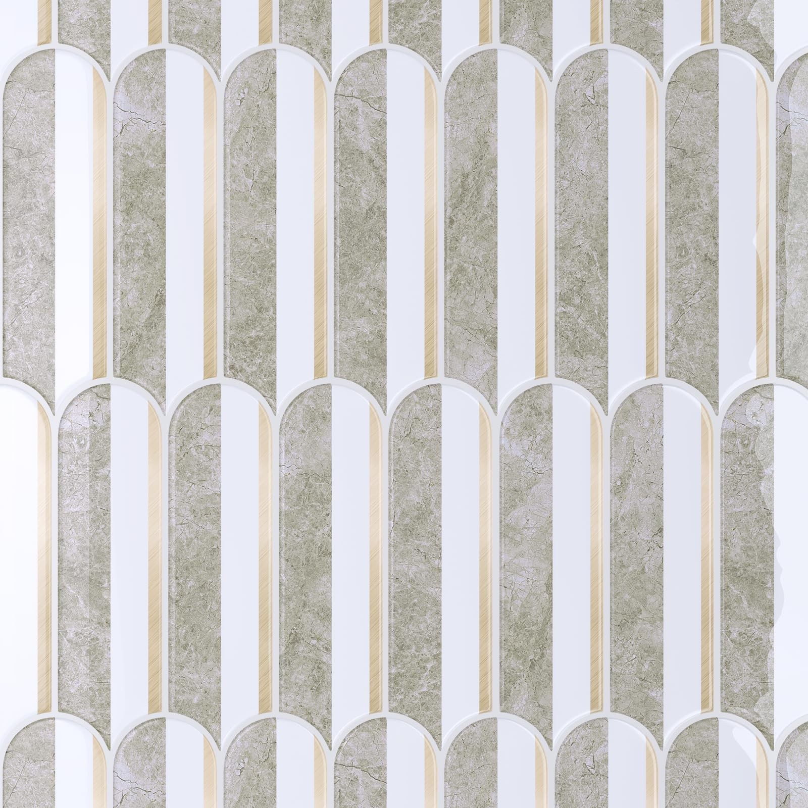 20 Sheets Long Fish Scale Peel and Stick Backsplash for Kitchen Bathroom Wate...