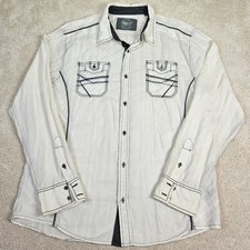 Mens BKE Athletic Fit Button Down Shirt Size XL White Long Sleeve Western Cotton
