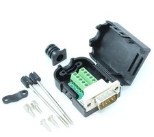 Serial Port DB9 Male RS232 Connector to Terminal Board Module w/Hood