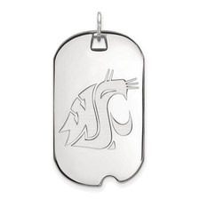 14k White Gold Washington State Large Mascot Dog Tag Pendant