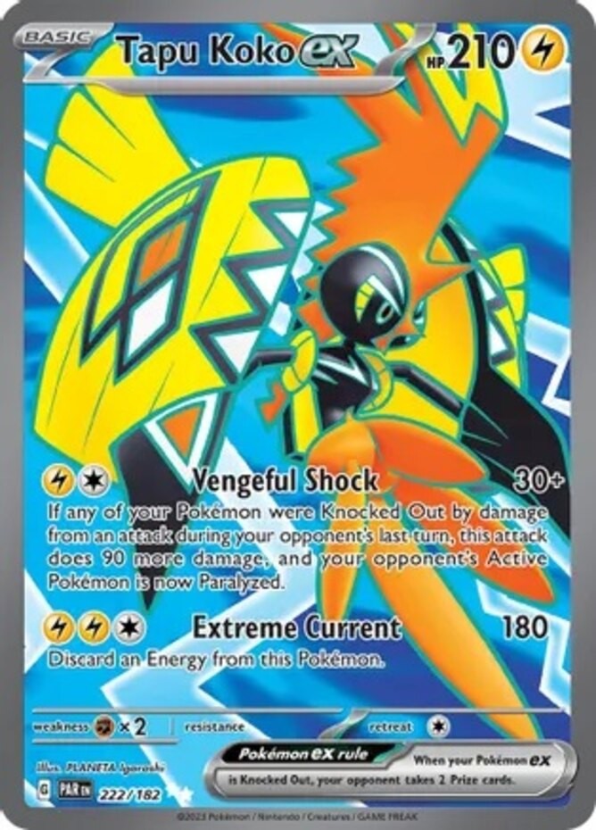 Tapu Koko ex - 222/182 - Ultra Rare Scarlet & Violet - Paradox Rift Near Mint
