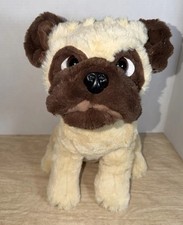 Realistic Pug Dog Puppy Plush Soft Beige Brown Sitting Life Like 14" Walmart