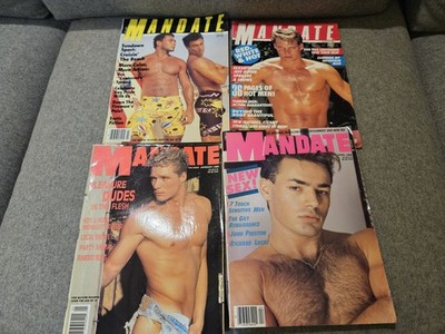 LOT of 4 rare MANDATE vintage 80s gay Men's Interest magazines Color