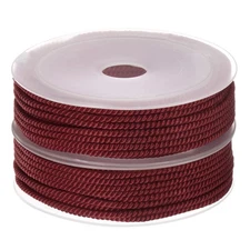 2pcs Twisted Nylon Twine Thread Beading Cord 3mm 7M/23 Feet String, Dark Red