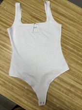 Abercrombie Fitch SoftAF White Thong Bodysuit Women s S Wireless Opaque Solid