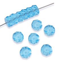 Aqua Czech Glass Beads 50Pcs: Fire-Polished Rondelle Transparent Coastal Jewelry