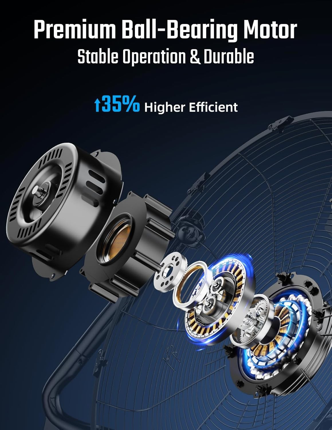 20 Inch 3-Speed High Velocity Heavy Duty Metal Industrial Floor Fan