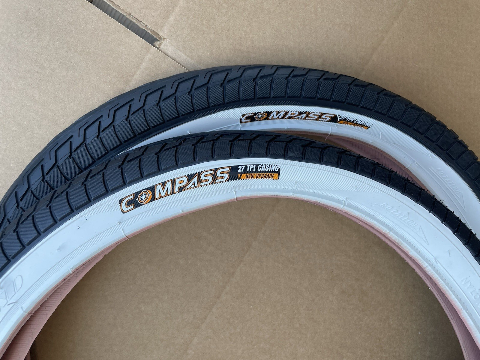 20'' x 2.125 Bicycle Tires, Tubes COMPASS Street Slick Freestyle BMX White Walls