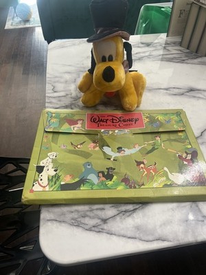 Walt Disney Treasure Chest Set 4 Large Books Vintage 1991 and 1987 Pluto Plush
