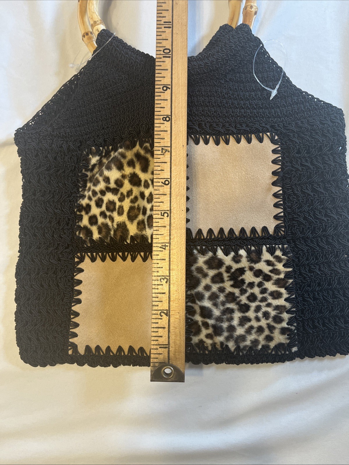 Chateau Macrame Black Patchwork Handbag Animal Pr… - image 4