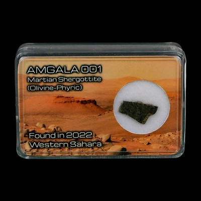Mars Rock Martian Meteorite Amgala 001 Shergottite Olivine-Phyric Display