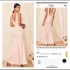 LULUS CALL MY NAME BLUSH BACKLESS GOWN MERMAID SMALL prom special occasion