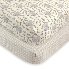 Unisex Baby and Toddler Organic Cotton Crib Sheet, Blue Elephant, One Size