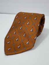 BROOKS BROTHERS Made in USA Silk Tie 3.75  Men's 59  NWT Orange Sailboat Print