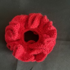 Handmade Crochet Red Deep Ruffle Scrunchie