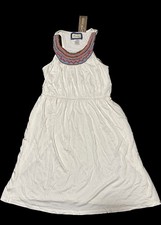 NWT RETAIL $448 Emmelee Beaded Neckline Sleeveless White Dress  Large