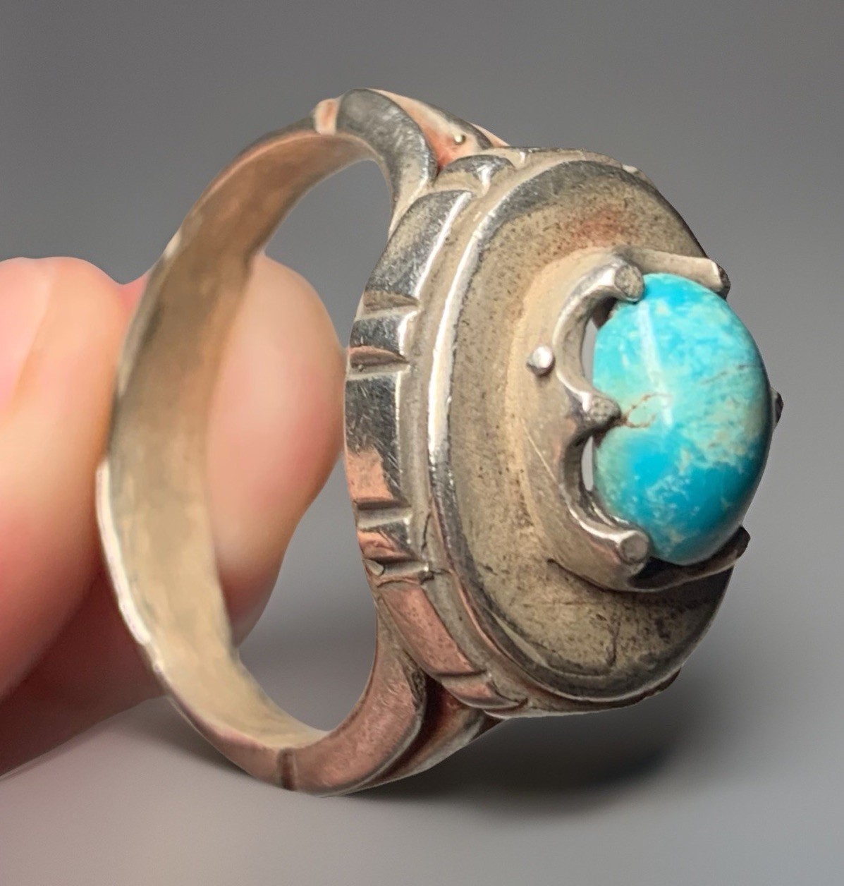 Exquisite Vintage Solid Silver Ring Stunning Turq… - image 1