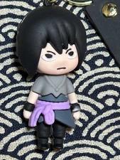 Naruto Figure Sasuke Uchiha Durable 3D Silicon Keychain w/ Naruto Logo Tag