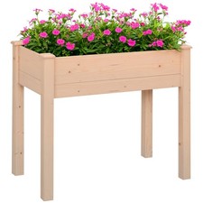 Outsunny Garden Wooden Planter Flower Raised Bed Herb Grow Box Container