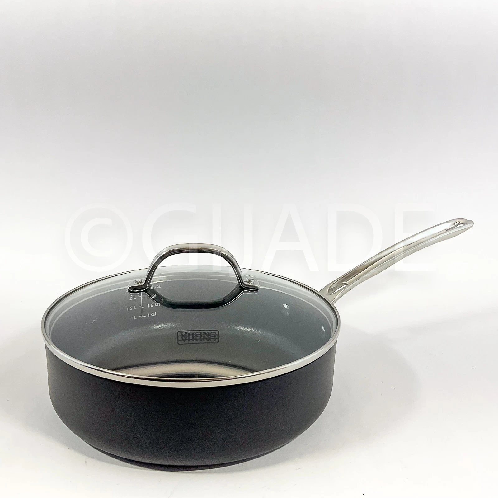 Viking Hard Anodized Nonstick Saute Pan with Glass Lid 3-qt (2.8L) Black New