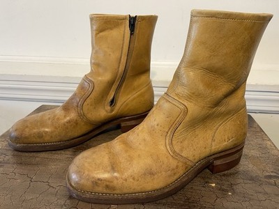Vtg Banana Campus Boot Hy-Test Leather Work Moto Steel Toe Boots sz 9